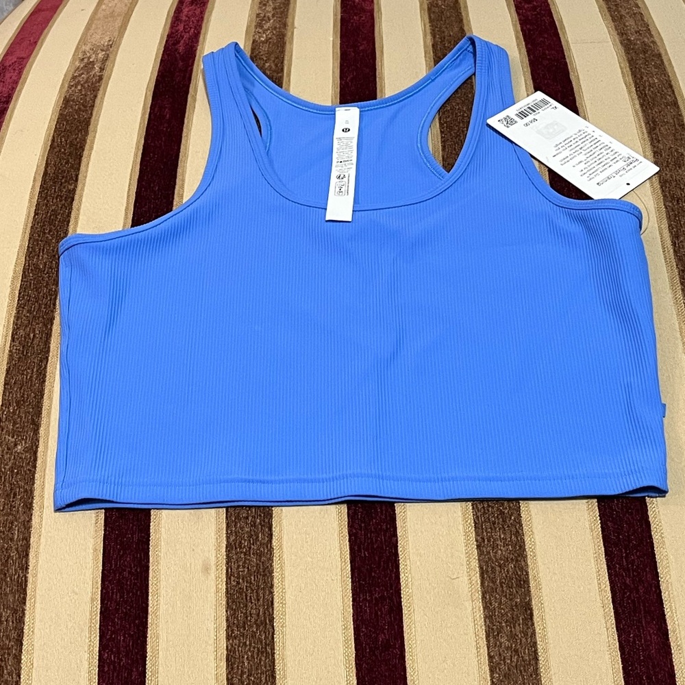 LULULEMON NWT AUTHENTIC POWER PIVOT TRAINING CROP POOLSIDE BLUE COLOR TANK TOP - Picture 1 of 14
